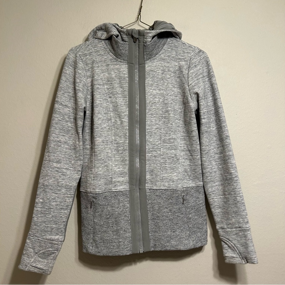 Athleta Fitted Victory Hoodie Grey Heather Spacedye Size XS‎